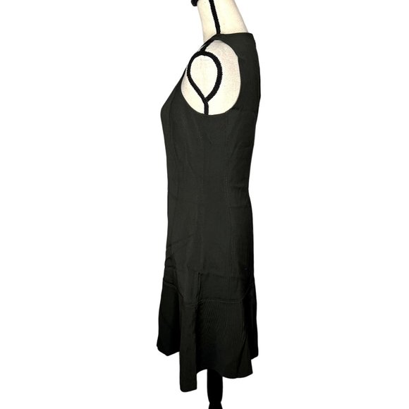Club Monaco Black Sleeveless Square Neckline A-Line Zip Up Front Dress Size 4 - Picture 6 of 10